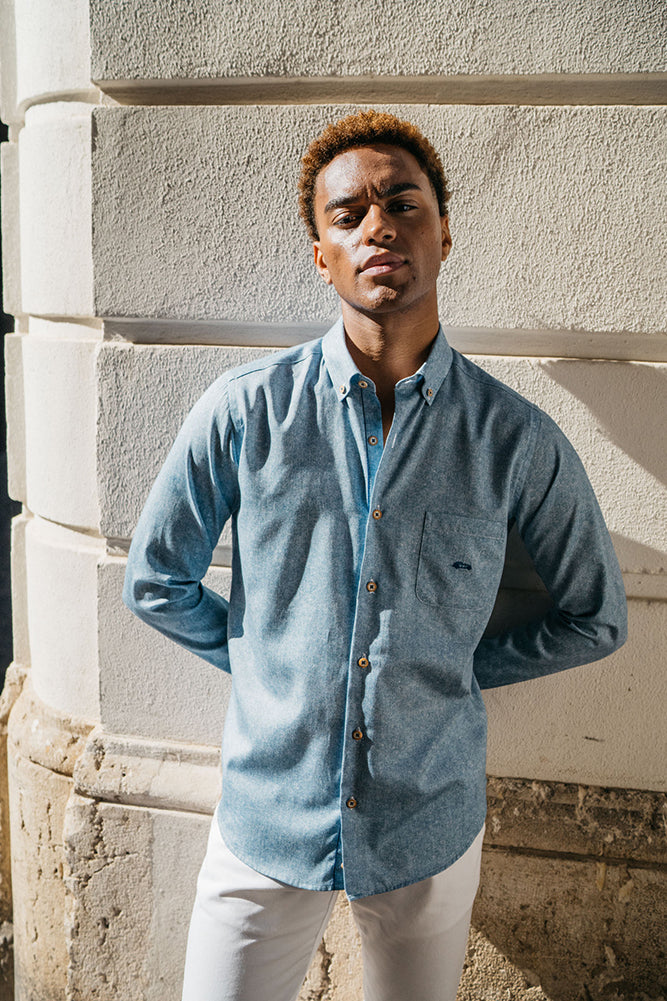 DARIO BELTRAN Garray Denim Blue Shirt Denim front view