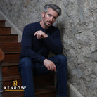 Kenrow Menswear Graham Navy Melange Jumper Navy Melange model front view