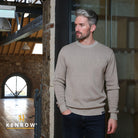Kenrow Menswear Graham Sand Melange Jumper Sand Melange model front view