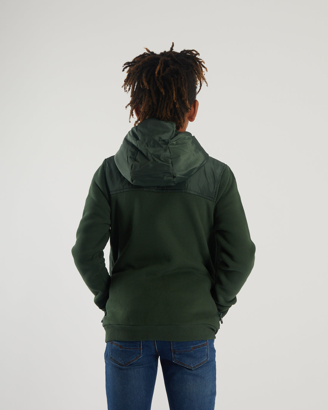 Boy's Granger Zipper - Green-Model Back View