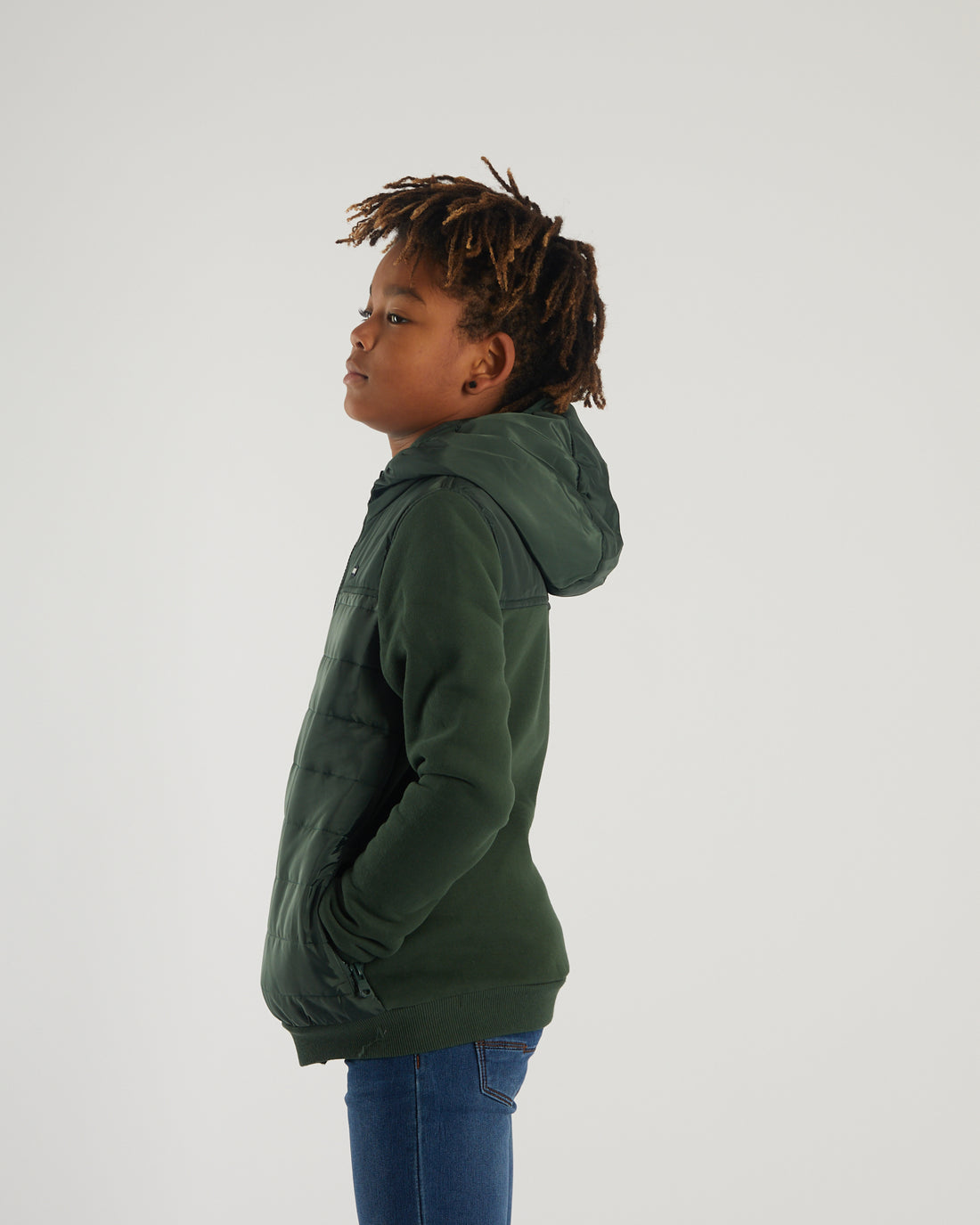 Boy's Granger Zipper - Green-Model Side View
