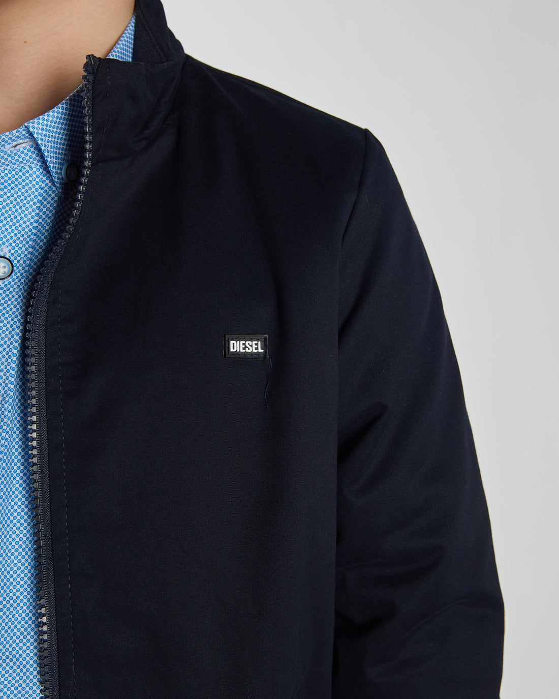 Boy's Grant Navy Jacket-Chest Logo View