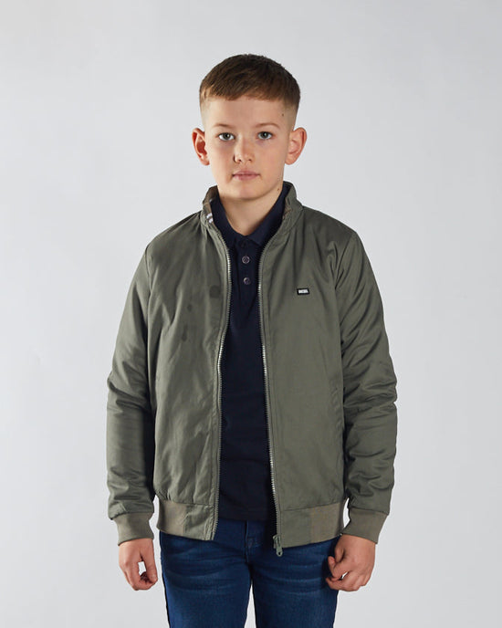 Boy's Grant Olive Jacket-Model Front View