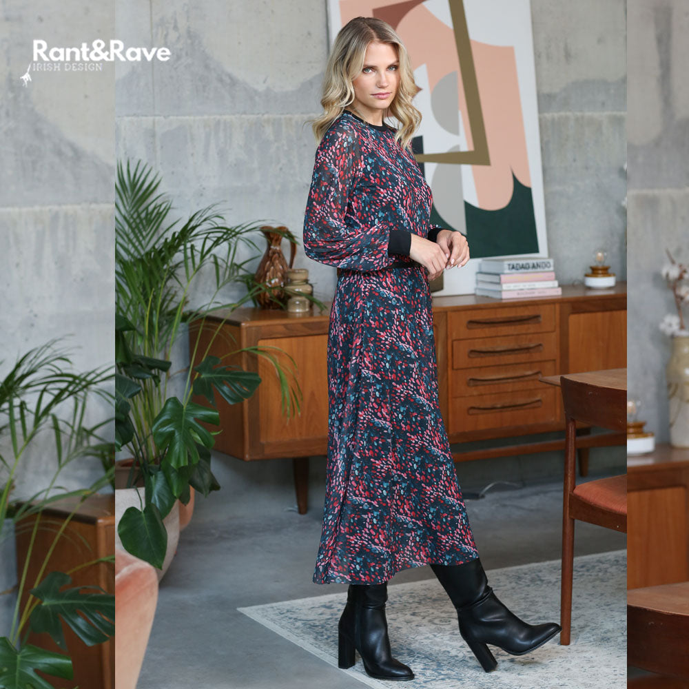 Ladies Gwyneth Teal Midi Dress-Side View