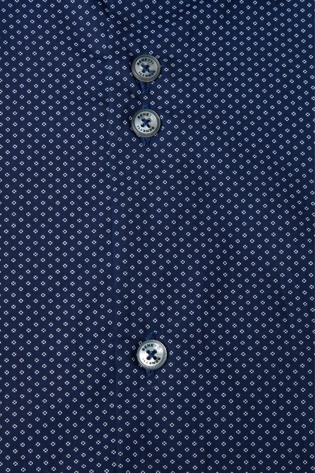 Ganges Navy Pattern Shirt-Button detail