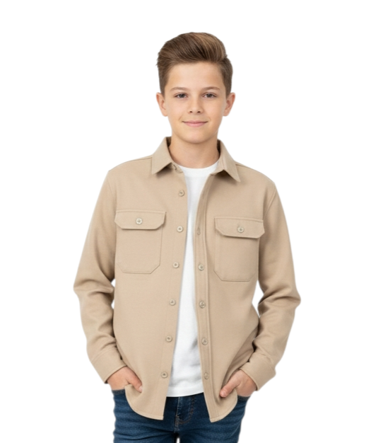 DIESEL KIDS Duncan Sand Overshirt Sand front view