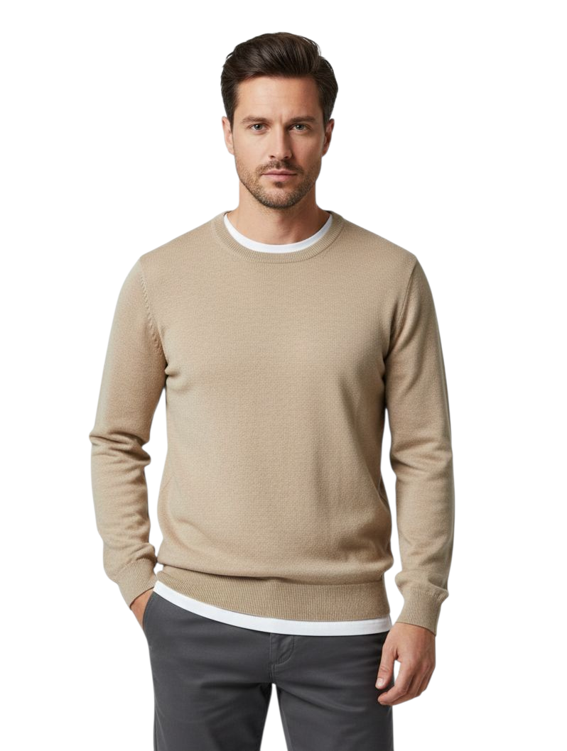 6TH SENSE Cash Mocha Crew Jumper Mocha front view