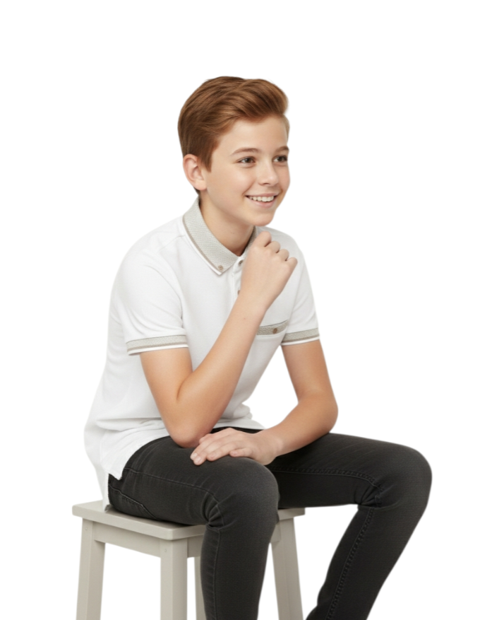 Boy's Nixon White Polo-Full View