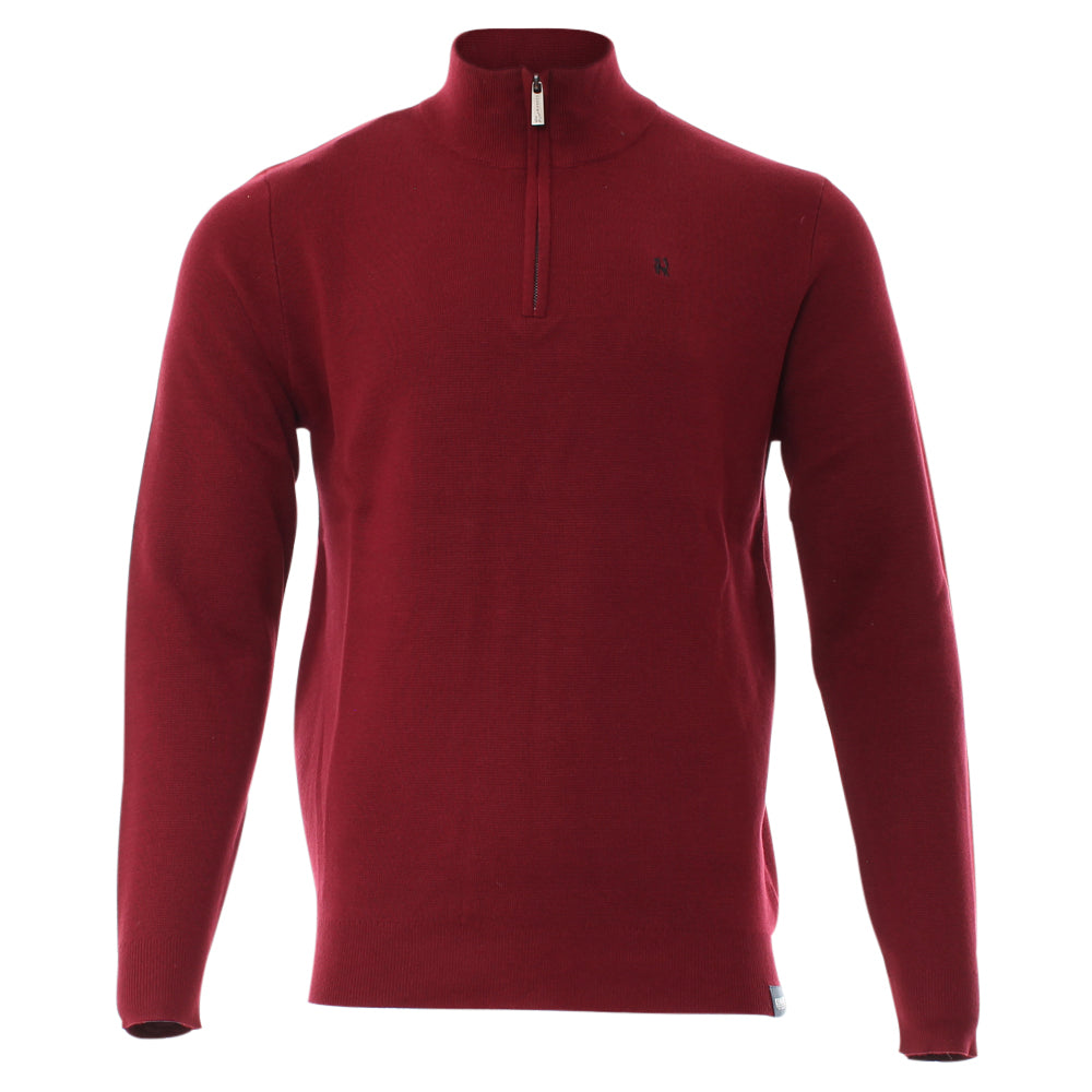 Men's Gerry Half Zip Knit - Ruby-Ghost Front View