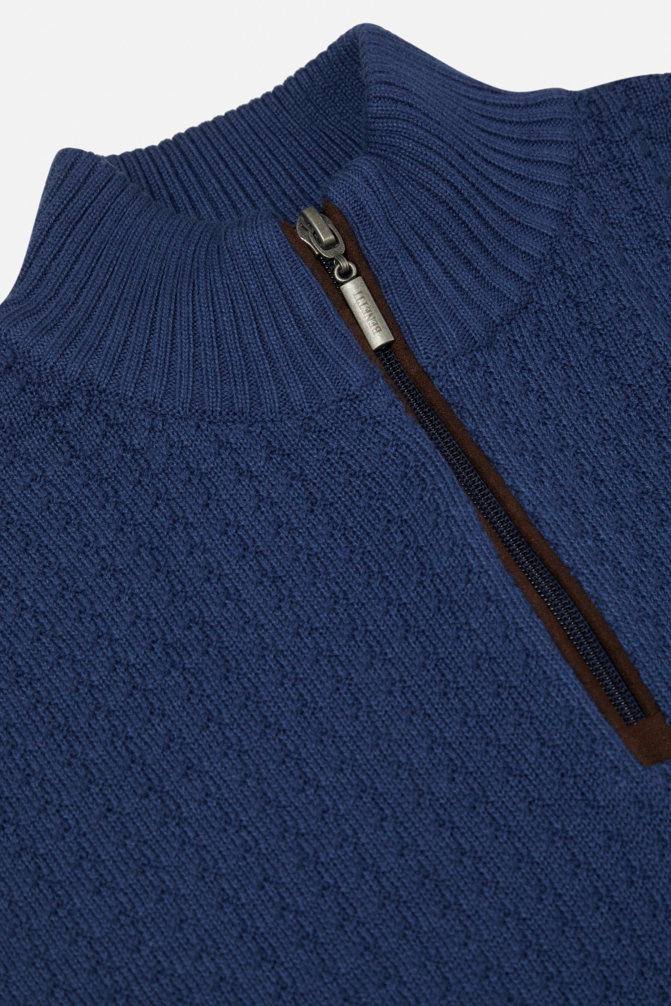 Gordon Indigo 1/4 Zip Jumper-Zip detail