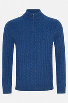 Benetti Grant INDIGO cable-knit quarter-zip sweater, front view