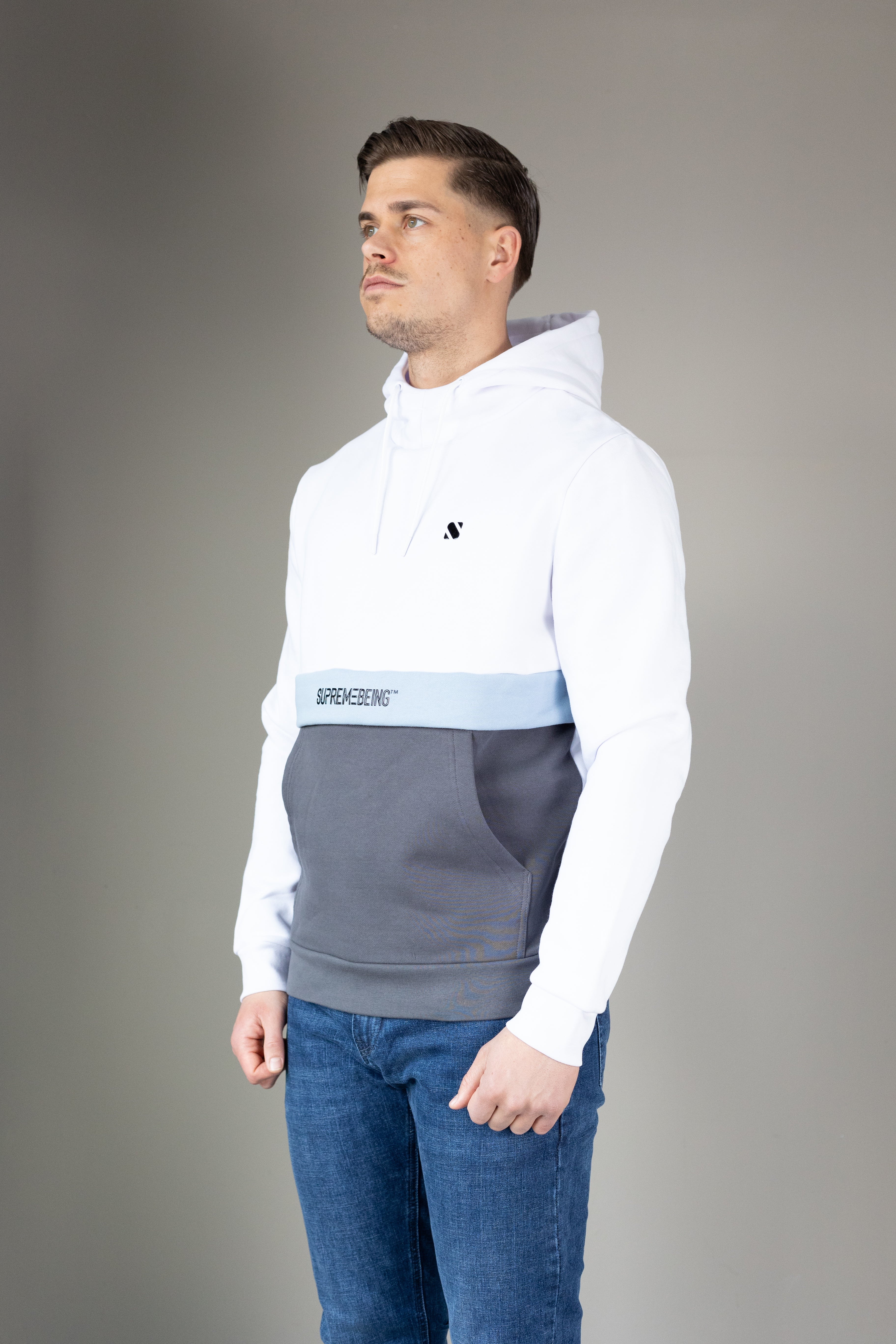Supreme Being Viro White / Jay Blue Hoodie White/Jay Blue detail view