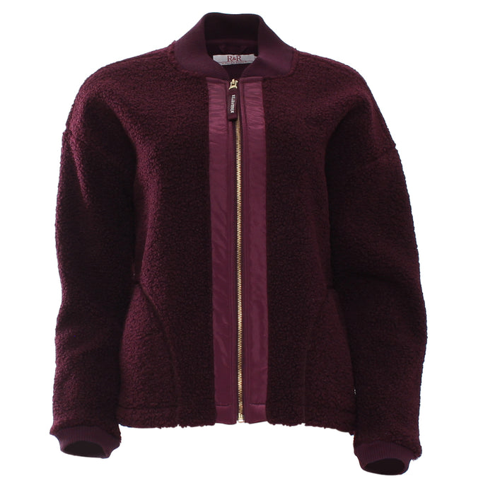 Ladies Relax & Renew Heidi Borg Bomber Jacket-Plum-Ghost Front View