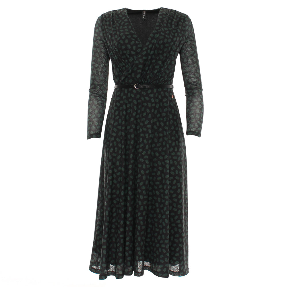 Ladies Henrietta Black Midi Dress-Ghost Front VIew