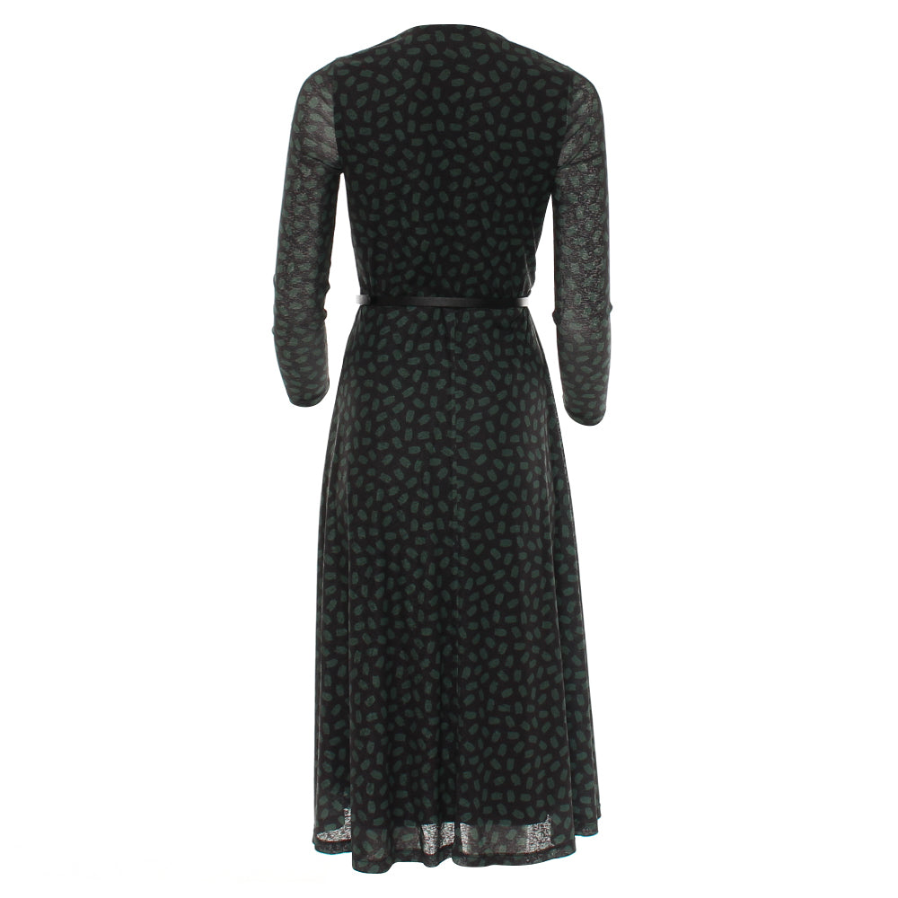 Ladies Henrietta Black Midi Dress-Back View