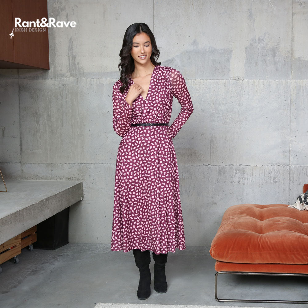 Ladies Henrietta Pink Dress-Model Full Front View