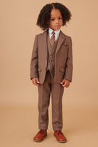 Marc Darcy Boyswear HM5 Boys Tan 3 Piece Suit TAN detail view