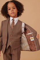 Marc Darcy Boyswear HM5 Boys Tan 3 Piece Suit TAN back view