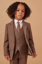 Marc Darcy Boyswear HM5 Boys Tan 3 Piece Suit TAN side view