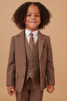 Marc Darcy Boyswear HM5 Boys Tan 3 Piece Suit TAN flat front view