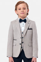 Benetti Boyswear Harold Beige 3 Piece Boys Suit BEIGE model front view