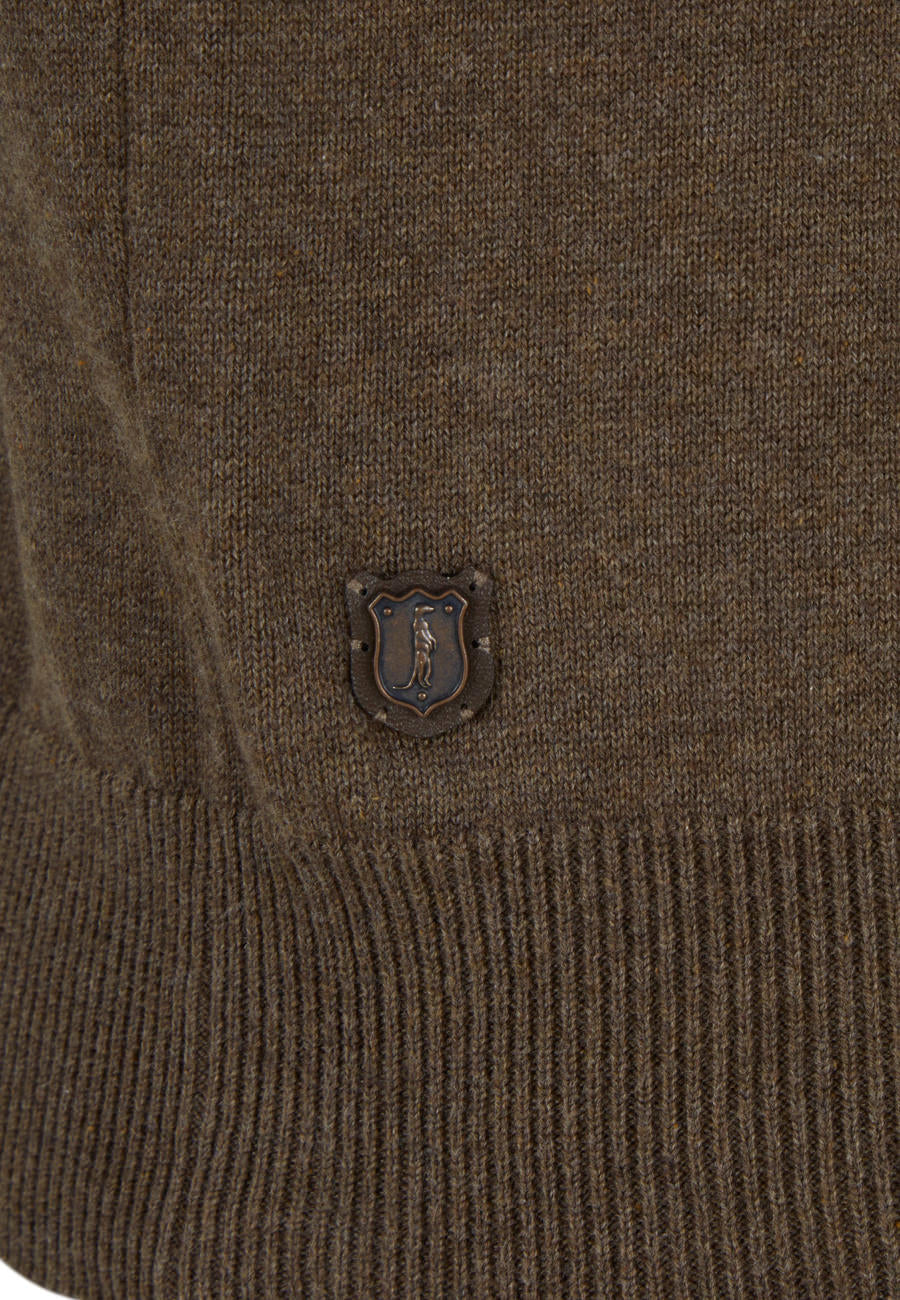 Harry 1/4 Zip - Chestnut-Close up