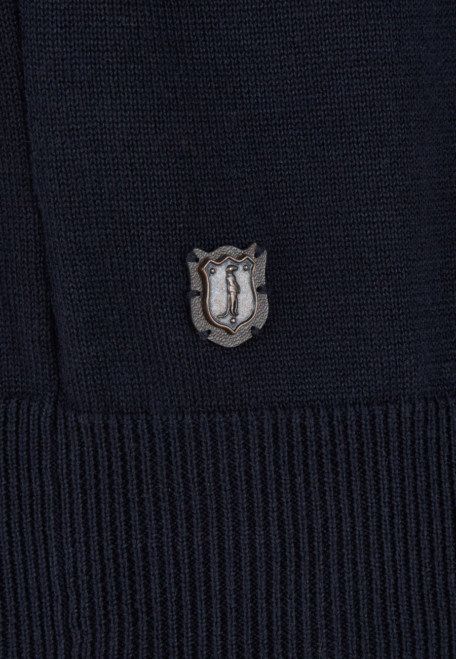 Harry 1/4 Zip - Reed Navy-Close up