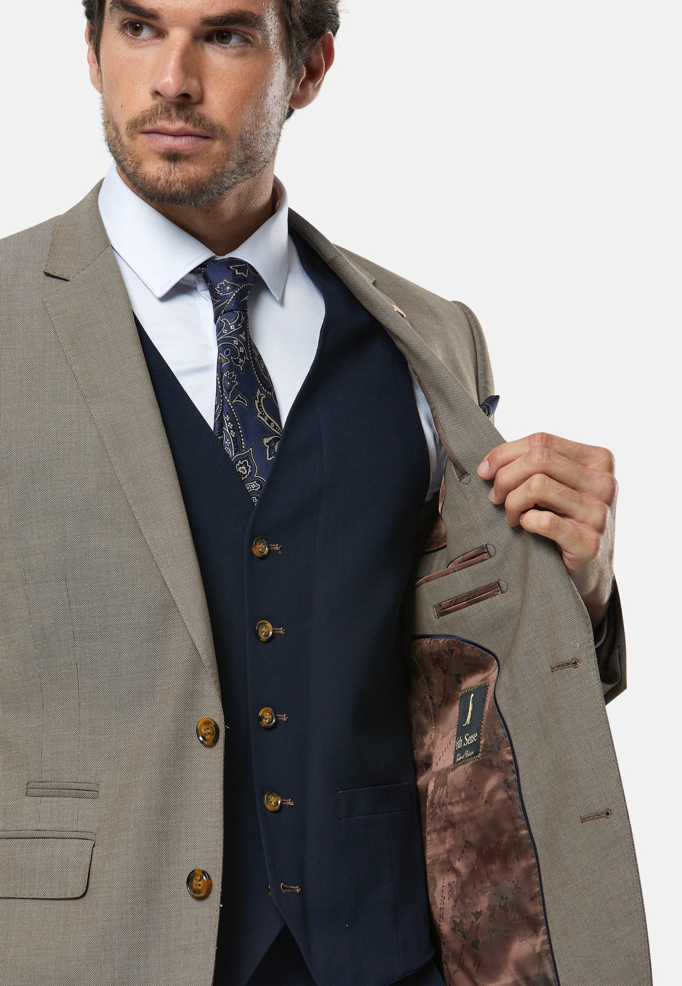 Men's Hopkins Walnut 3 Piece Suit-Waistcoat View