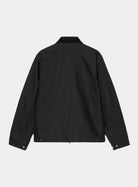 Carhartt WIP Detroit Jacket (Winter) in Dark Navy / Black, back view, with corduroy collar and snap details at the hem and cuffs.