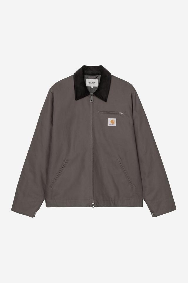 Gray jacket with black collar on a white background