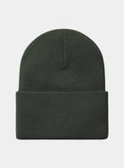 Carhartt WIP Acrylic Watch Hat in Raven, rib-knit beanie with folded cuff.