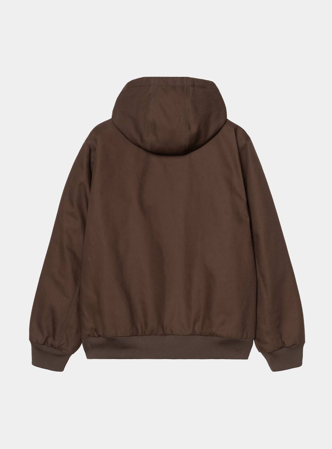 Back view of the Carhartt WIP Active Jacket in Tobacco, showing the hood, long sleeves, and ribbed cuffs and hem.