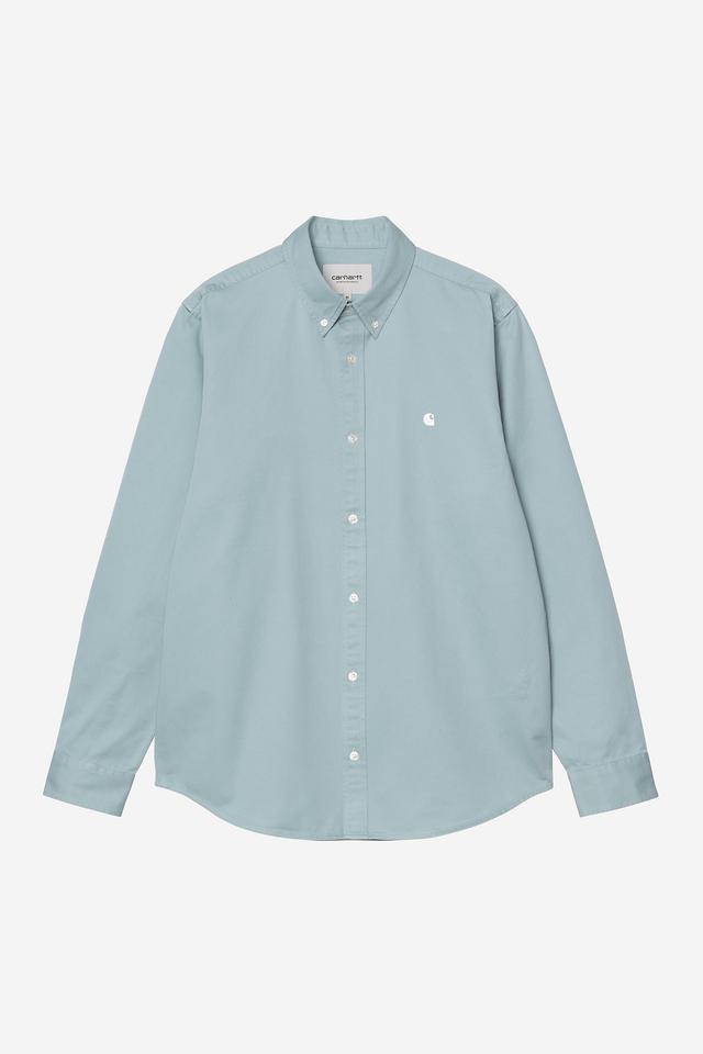 Light blue button-up shirt on a white background