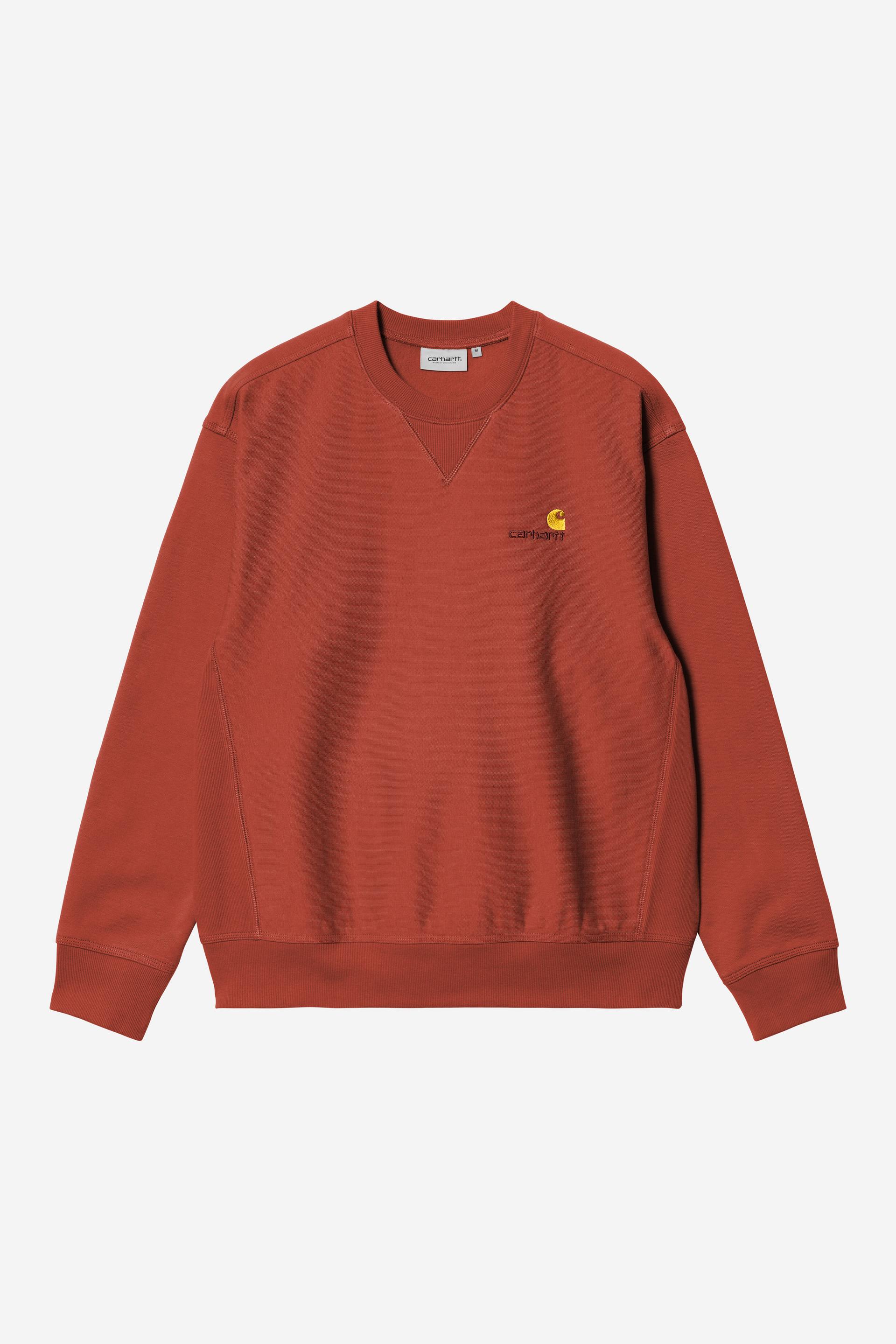 Men's American Script Sweat-Oxide Red-Front View