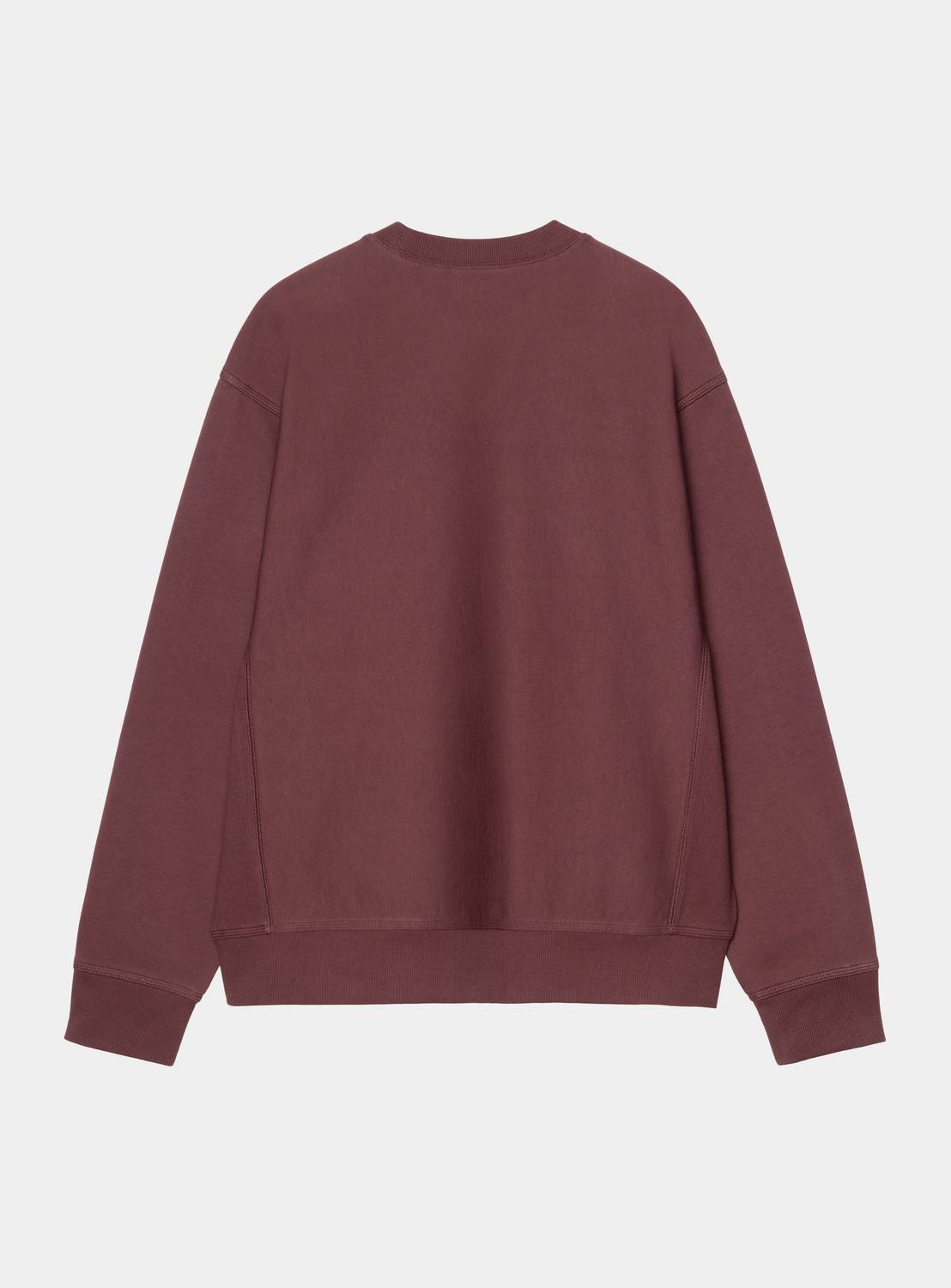 Carhartt WIP American Script Sweatshirt in Amarone, back view, with ribbed cuffs and hem.