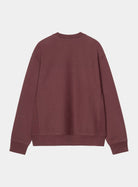 Carhartt WIP American Script Sweatshirt in Amarone, back view, with ribbed cuffs and hem.