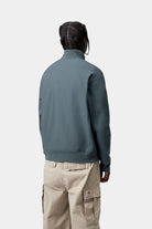 Carhartt WIP Half Zip American Script Sweat-Office Blue Office Blue model front view