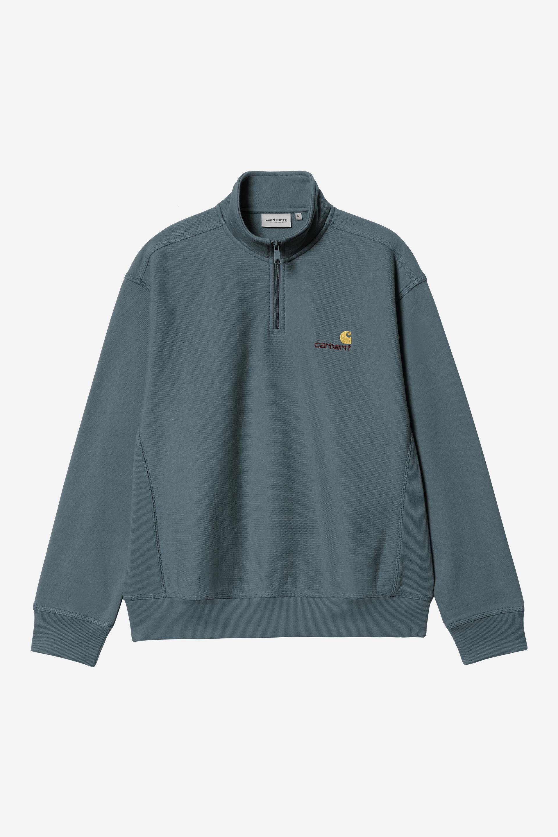 Carhartt WIP Half Zip American Script Sweat-Office Blue Office Blue detail view