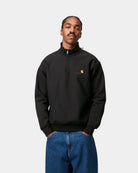 Carhartt WIP Half Zip American Script Sweat-Black Black front view