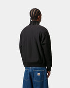 Carhartt WIP Half Zip American Script Sweat-Black Black model front view