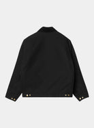 Carhartt WIP OG Detroit Jacket in Black / Black, back view with snap-adjustable hem and cuffs visible.