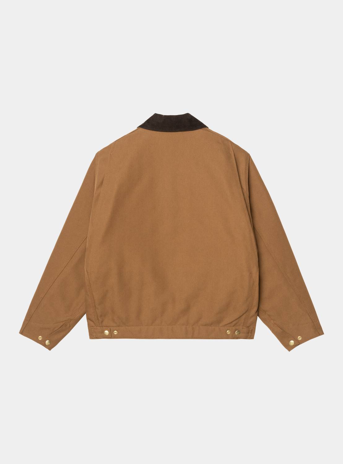Back view of a Carhartt WIP OG Detroit Jacket (Winter) in WIP H Brown / Tobacco, showing a corduroy collar, long sleeves, and adjustable hem and cuffs.