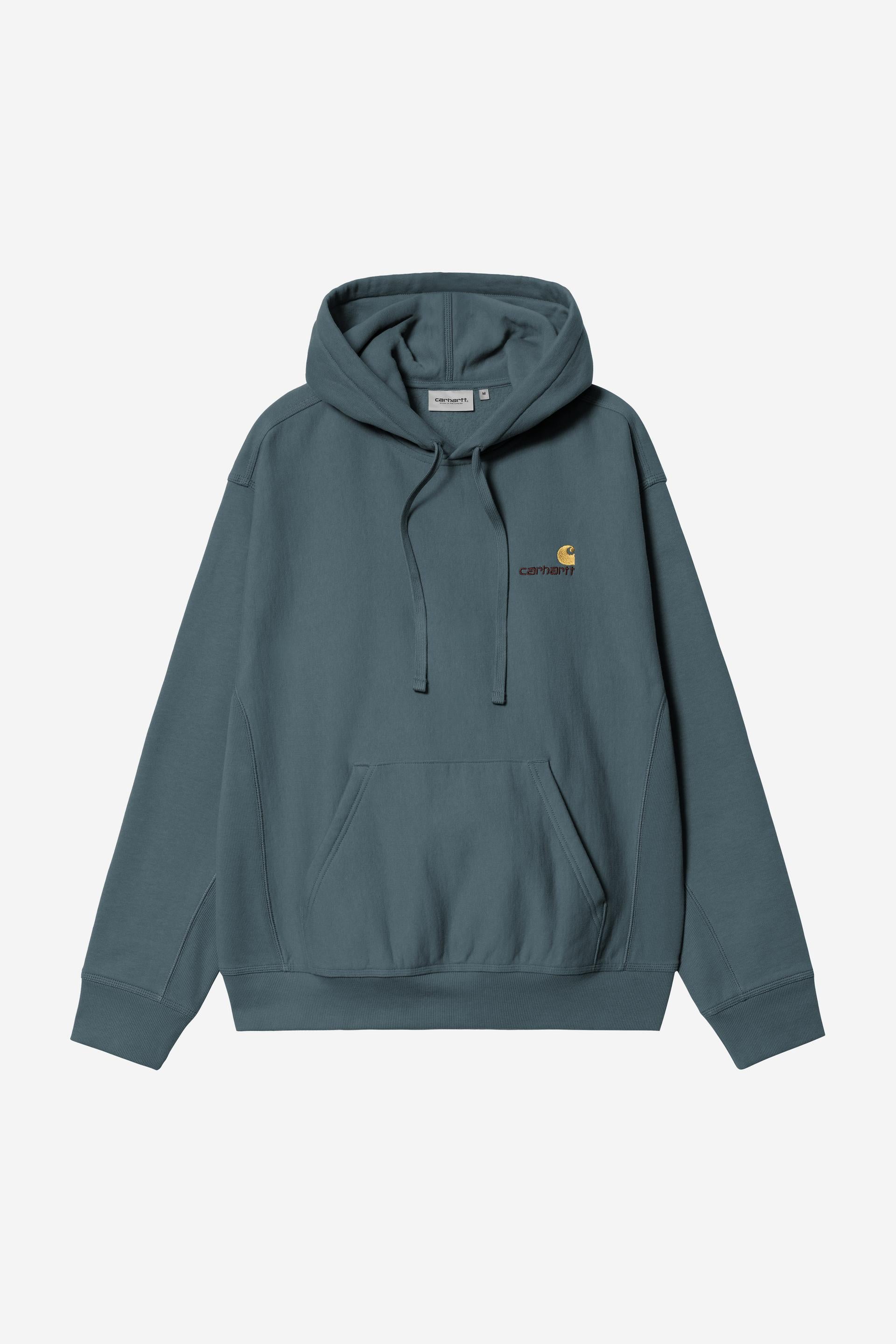 Carhartt WIP Hooded American Script Sweat-Office Blue Office Blue front view