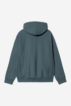 Carhartt WIP Hooded American Script Sweat-Office Blue Office Blue model front view