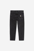 Carhartt WIP Newel Pant-Black Stone Wash Black-Stone Washed flat front view