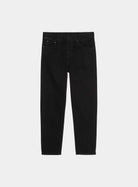 Carhartt WIP Newel Pant in Black, front view, five-pocket jeans with tapered legs