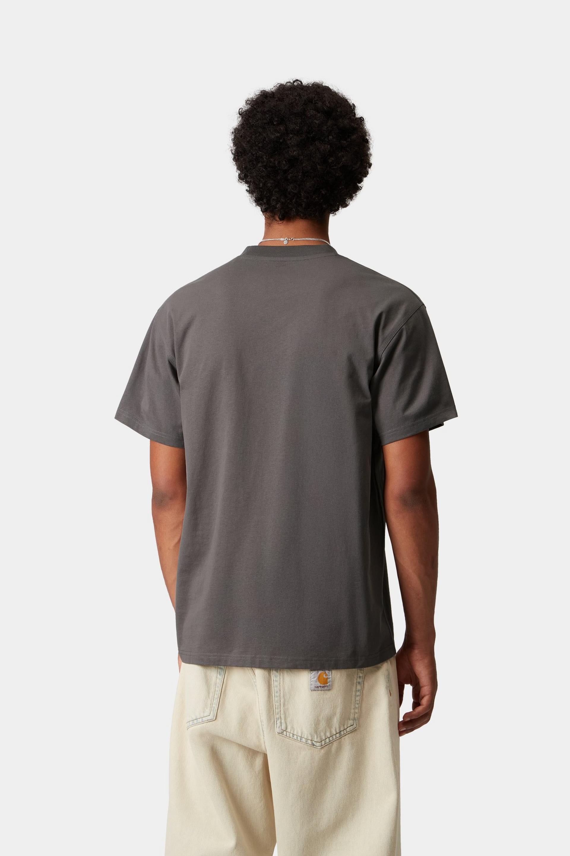 Men's Short Sleeve American Script T-Shirt-Porphyry-Model Back View