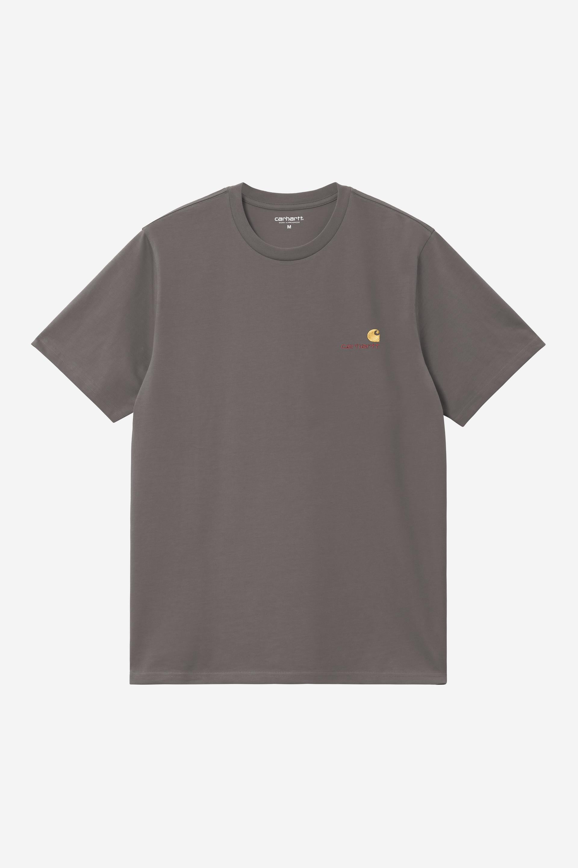 Men's Short Sleeve American Script T-Shirt-Porphyry-Ghost Front View
