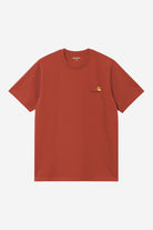 Carhartt WIP Short Sleeve American Script T-Shirt-Oxide Red Oxide Red front view
