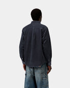 Carhartt WIP Madison Cord Shirt in Dark Navy back model view